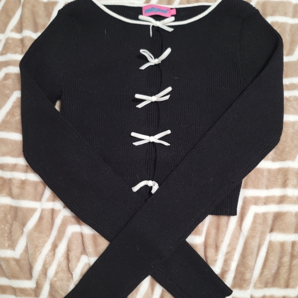 Black Sweater with White Accents